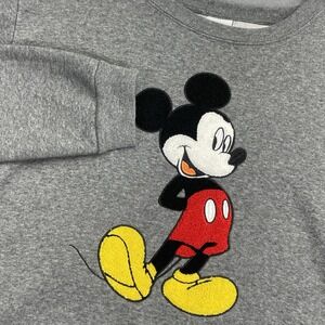 Disney Mickey Mouse Sweatshirt Sz XL Crew Neck Hi Lo Raised Applique Comfy Soft